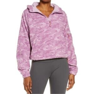 Outdoor Voices PrimoFleece 1/4 Zip Hoodie in Purple Camo Size M